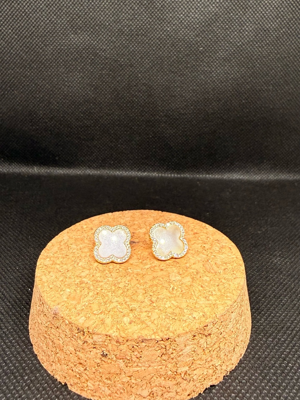 White Clover Halo Stud Earrings - Women Jewelry